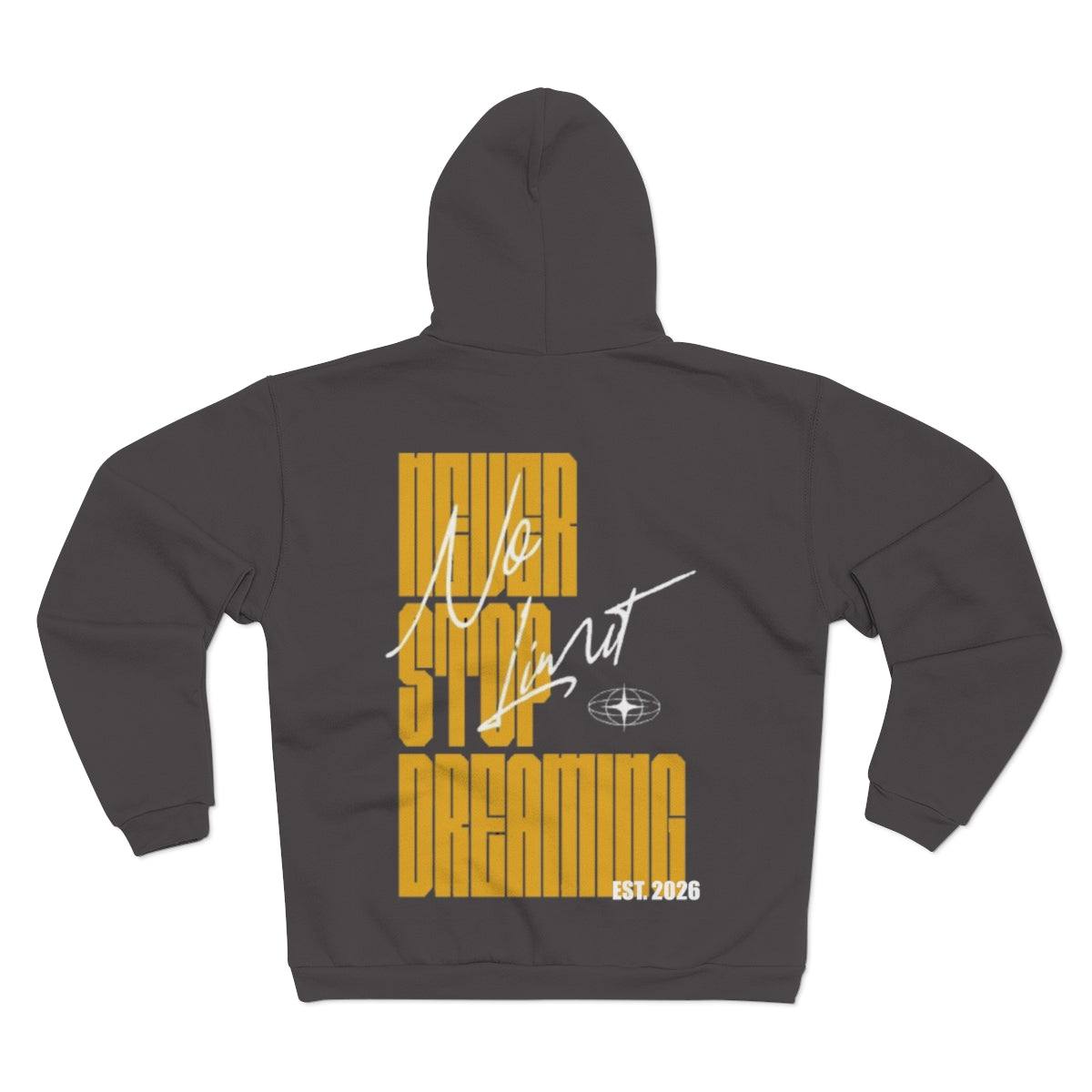 OVERTHINKING SOLVES NOTHING EST. 2026 Zipper 1.0 Anthracite Yellow